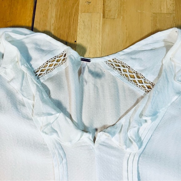 Vintage Urban Outfitters Free People Boho Peasant Tunic White Cottage Blouse Top - Picture 2 of 9